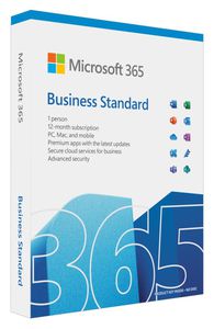 Microsoft 365 Business Standard Retail KLQ-00650 EuroZone Subscription, English, Medialess box P8