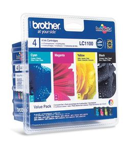 BROTHER LC-1100 ink cartridge black and tri-colour standard capacity black 9.5ml colour 7.5ml black 450 pages colour 325p 4-p