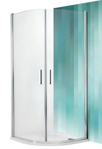 Pusapvalė dušo kabina TR1/1000 varstomomis durimis, matinis profilis, stiklas skaidrus