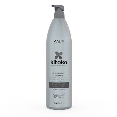 A.S.P. Luxury Haircare Kitoko Age Prevent Cleanser Stiprinamasis šampūnas slenkantiems plaukams, 1000ml