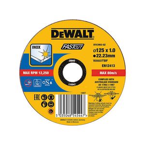 DT43902 DeWALT metalo pjovimo diskai 125 x 1.0, 22.3 mm (10 vnt.)