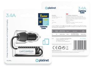 Platinet car power adapter 3.4A USB-A + Lightning (45484)