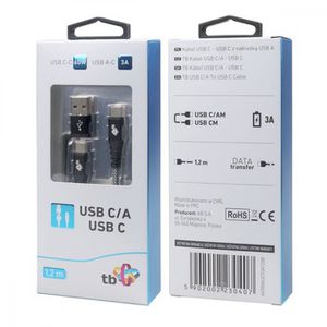 USB A/C - USB C Cable 1,2 m black