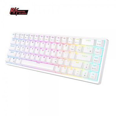 Royal Kludge RK G68 balta belaidė mechaninė klaviatūra | 65%, Hot-swap, RGB, Blue Switches, US