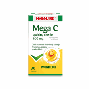 WALMARK MEGA C 600 mg apelsinų skonio kramtomosios tabletės N30