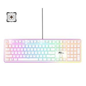 Royal Kludge RK918 RGB balta laidinė mechaninė klaviatūra | 100%, Brown switches, US