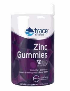 TRACE MINERALS 30 mg Cinko guminukai imunitetui šeivamedžio skonio N60