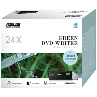 ASUS DRW-24D5MT Retail E-Green DVD Writer SATA Cyberlink Power2Go 8(Burn) 6 months free Webstorage Nero Backitup E-Green