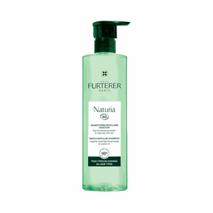 RENE FURTERER švelnus micelinis šampūnas kasdieniam naudojimui su ekologiškų levandų vandeniu ir ricinos aliejumi NATURIA 400ml