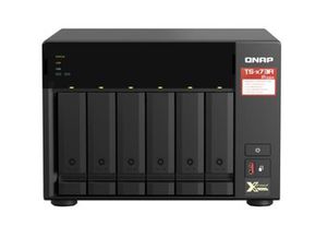 QNAP 6-bay NAS AMD Ryzen Embedded V1500B 2.2GHz 8GB 6xSATA 6Gb/s bays 2xM.2 NVMe PCIe Gen3 SSD slots 2x2.5GbE LAN optional 10GbE