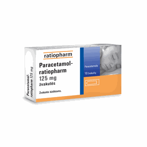Paracetamol-Ratiopharm 125 mg žvakutės kūdikiams N10