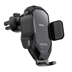 Vipfan W02 gravity car mount with 15W Qi inductive charger (black)