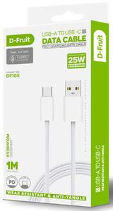 D-Fruit cable USB-A - USB-C 1m, white (DF105)