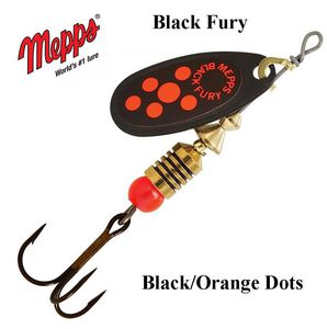 Sukriukė Mepps Black Fury Black Orange Dots 6.5 g