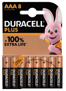 Baterijos Duracell Plus MN2400 AAA, Alkaline, 8 vnt