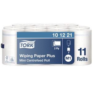 Popieriniai rankšluosčiai Tork Wiper Plus Mini Centerfeed M1 (101221), 2 sluoksniai, baltos spalvos, 75 m, 214 lapelių