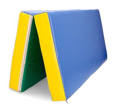 Sulankstomas gimnastikos čiužinys SANRO 100x100x10 cm Mėlynas/žalias/geltonas