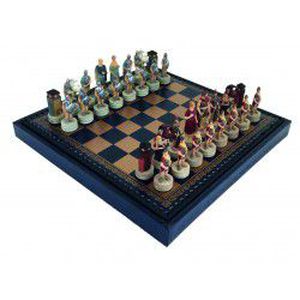 ROMĖNAI prieš GRAIKUS: šachmatai su Odos pakaitalo lenta/dėže + ŠAŠKĖS