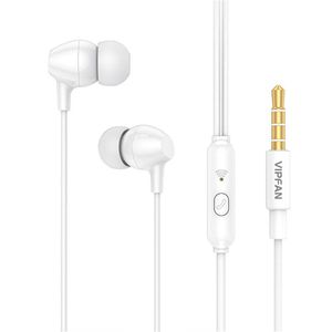 Vipfan M16 wired in-ear headphones, 3.5mm jack, 1m (white)