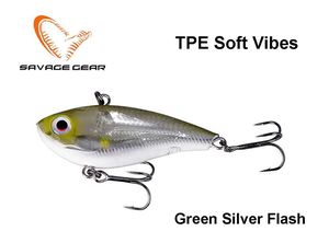 Guminukas Savage Gear TPE Soft Vibes Green Silver Flash 6.6 cm