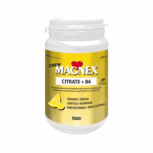 MAGNEX Citrate 375 mg + B6 kramtomosios tabletės N100