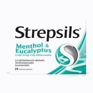 Strepsils Menthol & Eucalyptus 1,2 mg/0,6 mg/8 mg kietosios pastilės N24