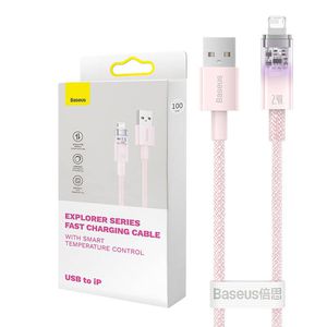 Rychlonabíjecí kabel Baseus USB-A na Lightning Explorer Series 2m, 2,4A (růžový)
