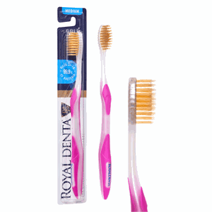 Royal Denta Gold Medium Toothbrush Vidutinio minkštumo dantų šepetėlis su aukso nanodalelėmis, 1 vnt.