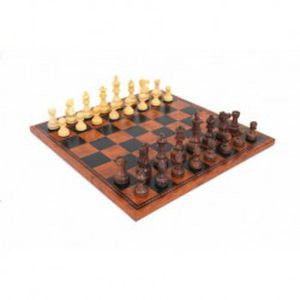 Klasikinių medinių šachmatų komplektas su dirbtinės odos rankų darbo žaidimo lenta