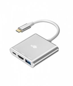 TB Adapter HUB USB C 3w1 - HDMI, USB, PD silver