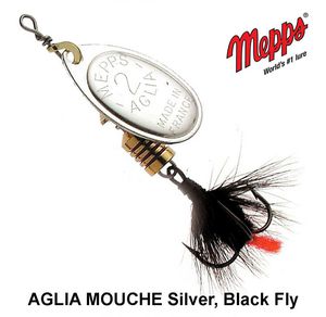 Sukriukė Mepps AGLIA MOUCHE Silver, Black Fly 3.5 g