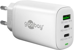 Goobay 61759 USB-C PD 3x Multiport Fast Charger (65 W), White Goobay