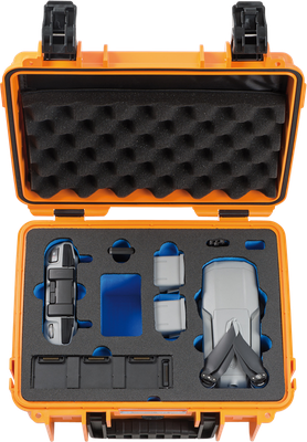 BW OUTDOOR CASES TYPE 3000 FOR DJI MAVIC AIR 2 FLY MORE COMBO, UP TO 5 BATTERIES ORANGE