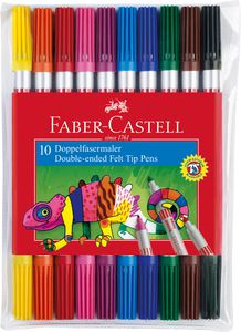 Flomasteriai Faber-Castell, dvipusiai, 10 spalvų
