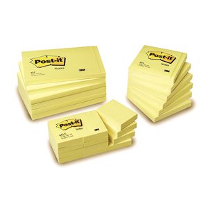 *Lipnūs lapeliai Post-it, 127x76mm, 100 lapelių, geltonos spalvos