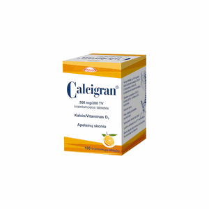 Calcigran 500 mg/200 TV kramtomosios tabletės N100
