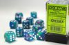 Chessex 16mm d6 with pips Dice Blocks (12 Dice) - Festive Waterlily/white