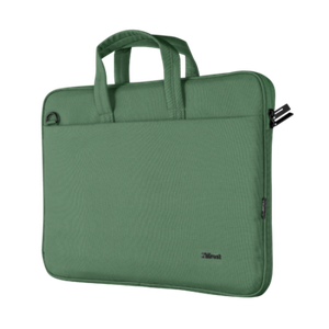 Trust Bologna Eco-friendly slim laptop bag made of recycled PET materials; for laptops up to 16 inches - Green