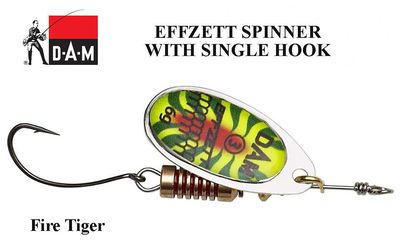 DAM Effzett spinner su vienšakiu kabliu Fire Tiger 4 g