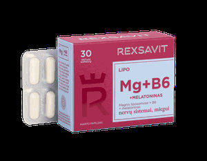 REXSAVIT liposominis MAGNIS+B6+MELATONINAS, kietosios kapsulės N30