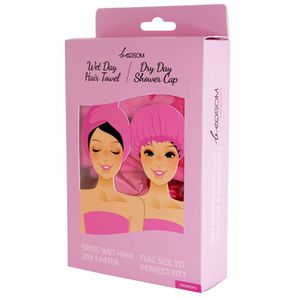 Be OSOM Shower Cap &amp; Hair Towel Pink Dušo kepurėlė ir turbanas plaukams, 1vnt