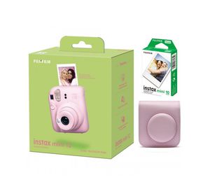 Momentinis fotoaparatas Fujifilm instax mini 12 BLOSSOM PINK+instax mini glossy (10pl)+originalus dėklas