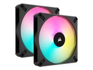CORSAIR AF ELITE Series AF140 RGB ELITE 140mm Fluid Dynamic RGB Fan with AirGuide Dual Pack with Lighting Node CORE