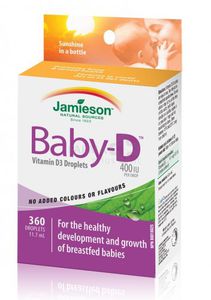 Maisto papildas kūdikiams JAMIESON BABY-D vitaminas D3 400IU lašai 11,4ml