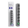 Qoltec Power strip 6 sockets, 1.8m, Grey