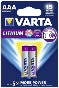 1x2 Varta Lithium Micro AAA LR 03