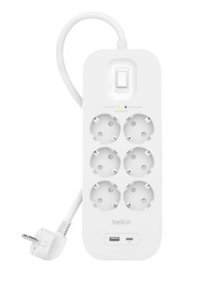 Belkin Surge Socket 6-fold, USB-A+C, 650J.SRB002VF2M