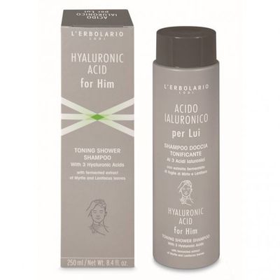 L'Erbolario Hyaluronic Acid For Him Shower Shampoo Plaukų ir kūno prausiklis vyrams, 250ml