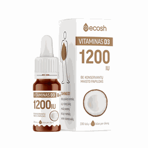 ECOSH vitaminas D3 su kokosų aliejumi 1200TV, 10 ml