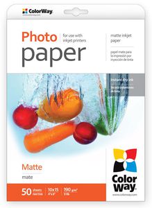 ColorWay Matte Photo Paper, 10x15, 190 g/m2, 50 sheets